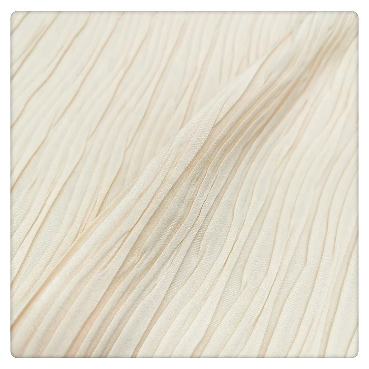 Customized Pleated Polyester CDC Crepe Fabric for Dress