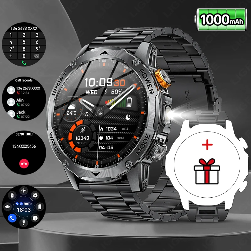 E - Preto - Aço + pulseira de presente