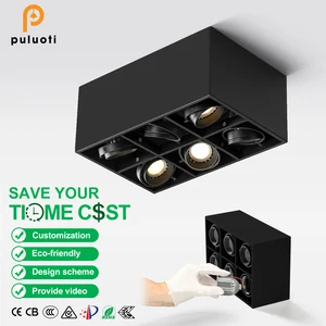 PULUOTI 10-Year Warranty Modern MR16 Single-Head 24° LED Spotlight Surface-Mounted 30W/48W Black Aluminum Anti-Glare Feature