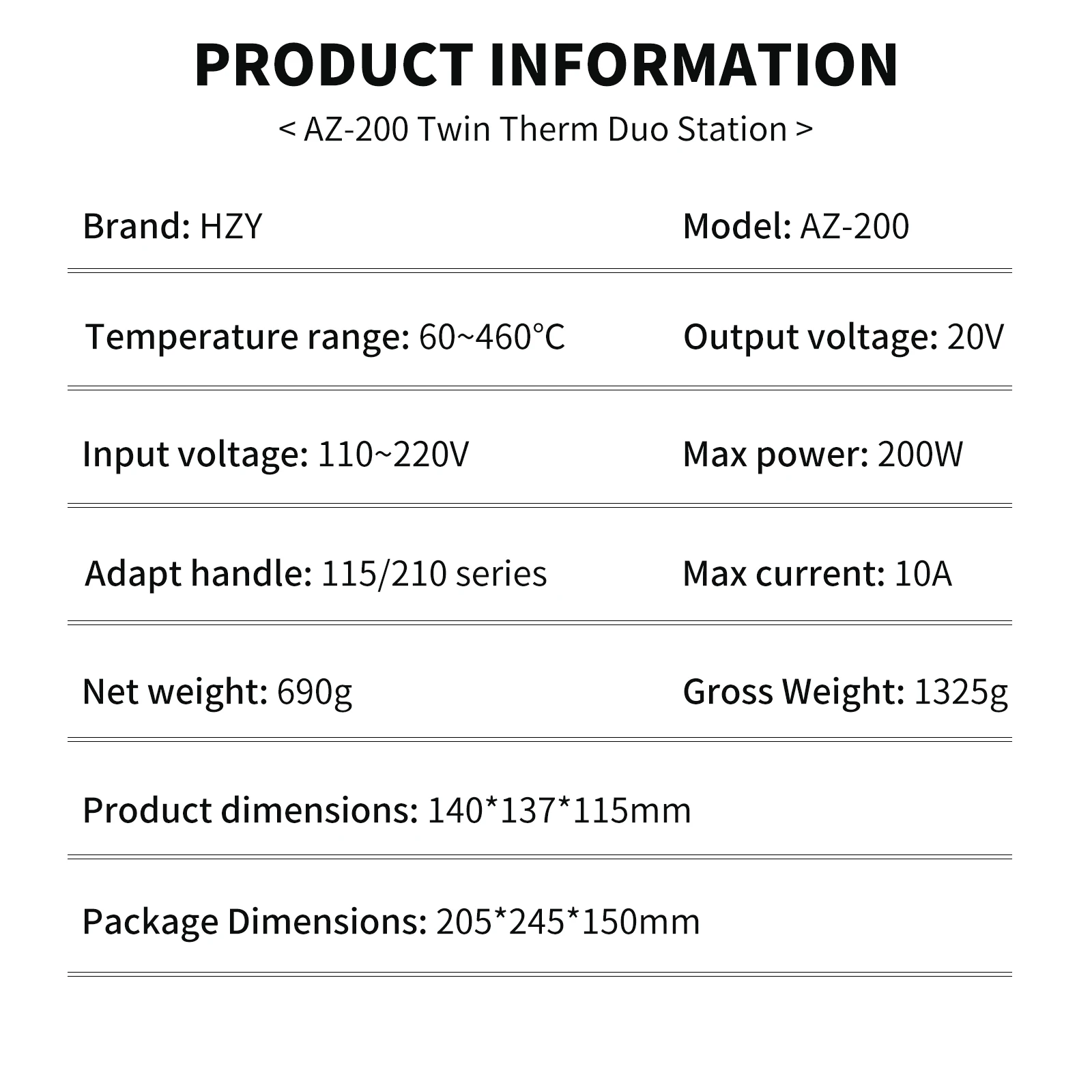 HZY AZ-200 Dual Station Soldering Iron Station, Digital Display Welding Tool 3 Memory Presets for Phone PCB Chip Rework Repair
