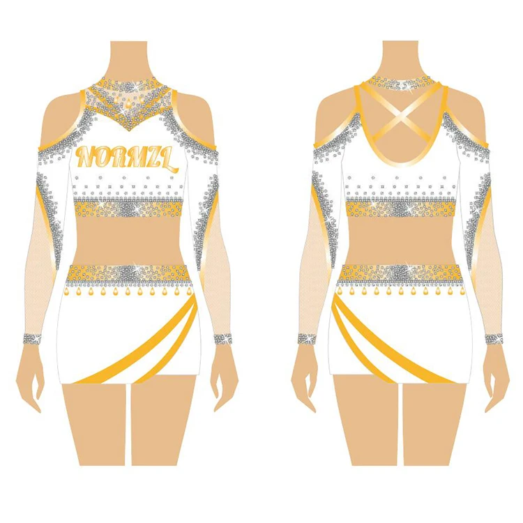 Custom Sublimation Print Shiny Rhinestone Lady Long Sleeve Cheerleader ...