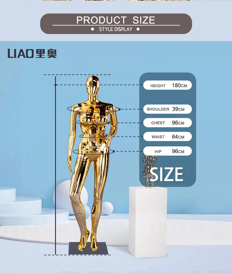 Golden Chromed Color Plus Size Mannequin Female Fullbody Sexy Girl Big