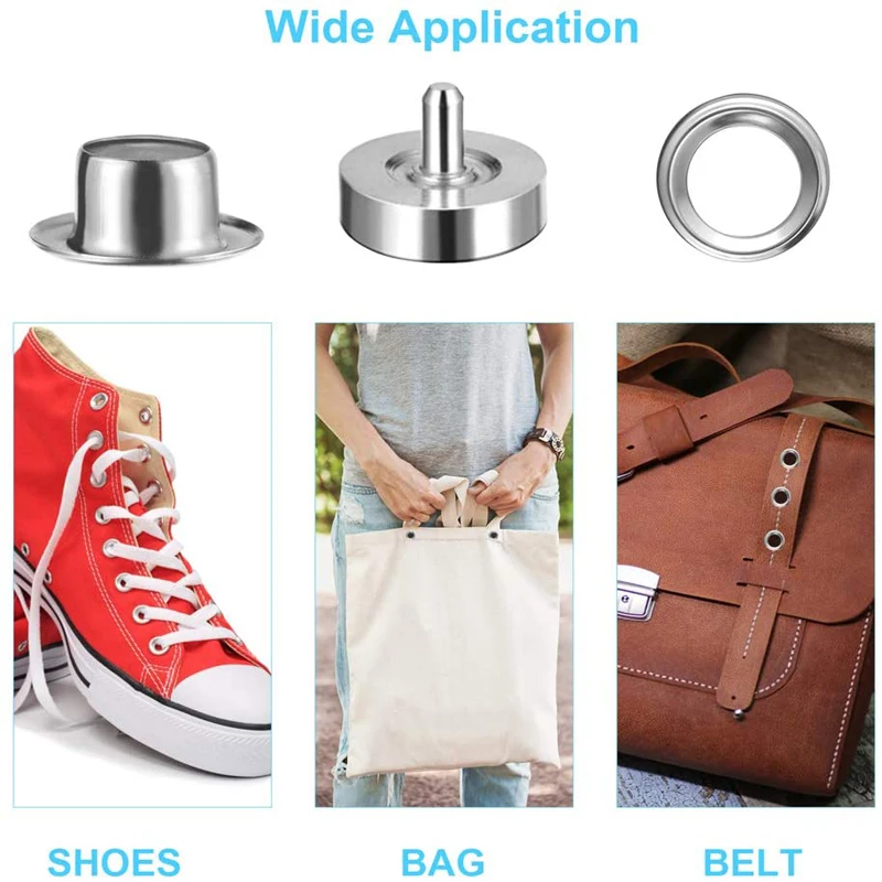 100 комплектов люверсов набор утолщенных серебристые металлические люверсы 1/4 дюйма с 3 шт. установочных инструментов для одежды