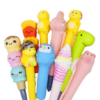 Customized Promotion Gift Squishy Animal Pen Slow Rising Squishy Pen Toy Release Pressure Ballpoint Pen