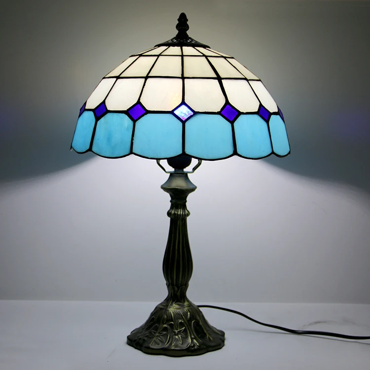 LongHuiJing 12 Inch European Stained Glass Sunflower Style Tiffany Table Lamp