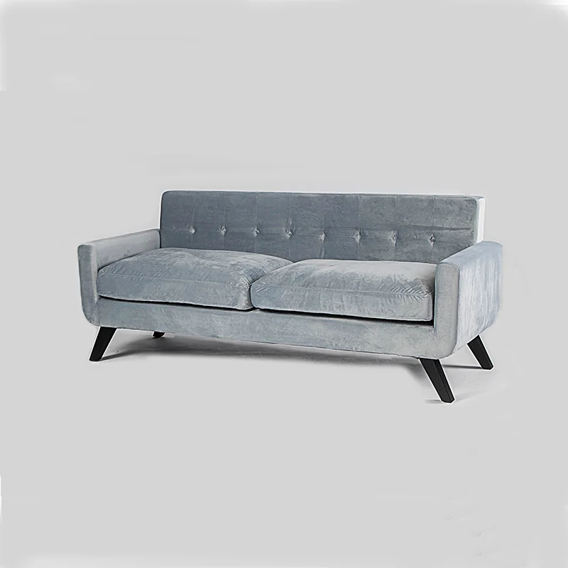 Modern Style Upholstered Button Fabric Sofa Solid Wood High Back Sofas