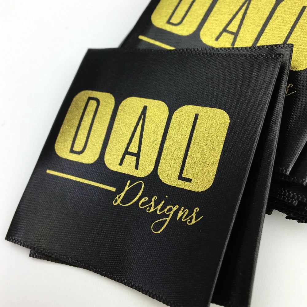 Custom Printed Adhesive Fabric Labels High Quality Garment Label Satin Care Label for Clothing