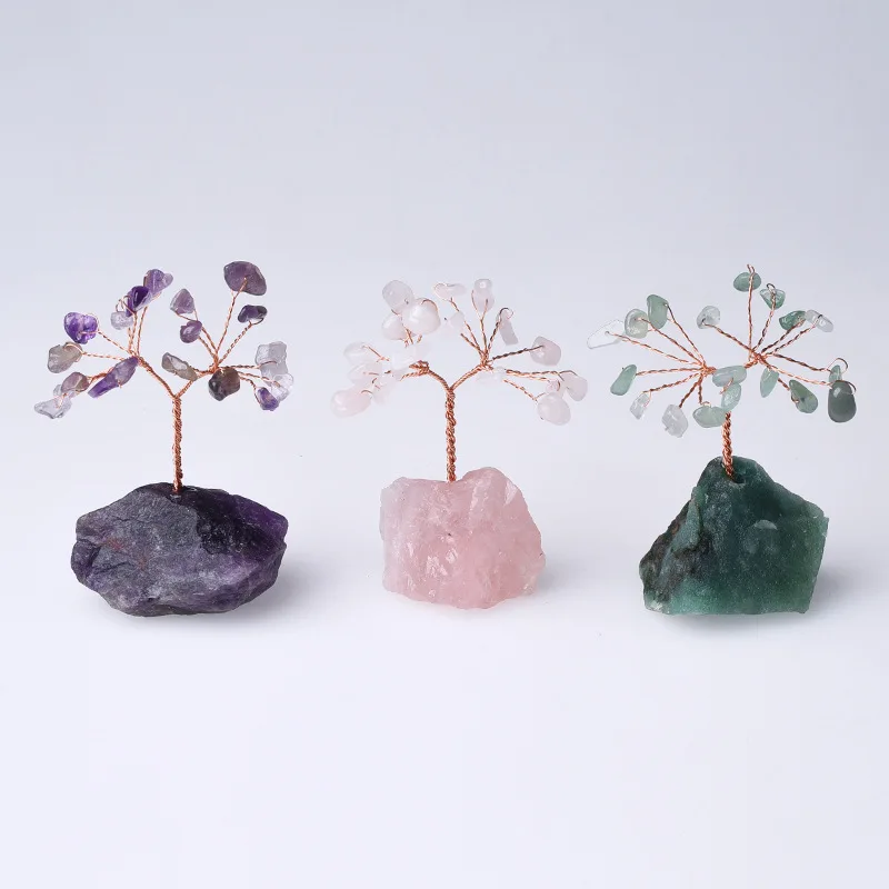 Wholesale Rough Stone Base Money Tree Healing Stones Crystals Lucky Tree Money Tree  for Decoration