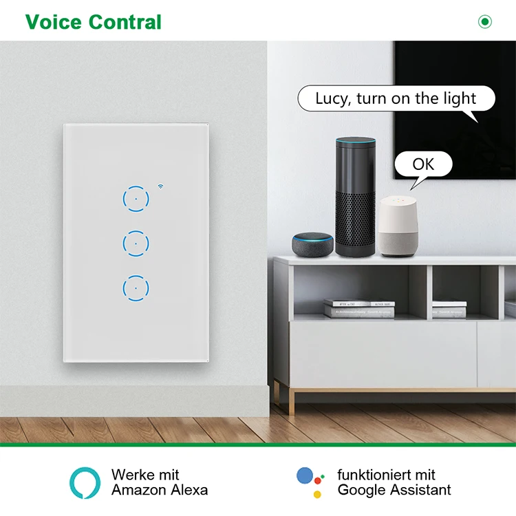 Home Tuya Smart Wall Switch App Wifi Led Light Touch Switch Glass