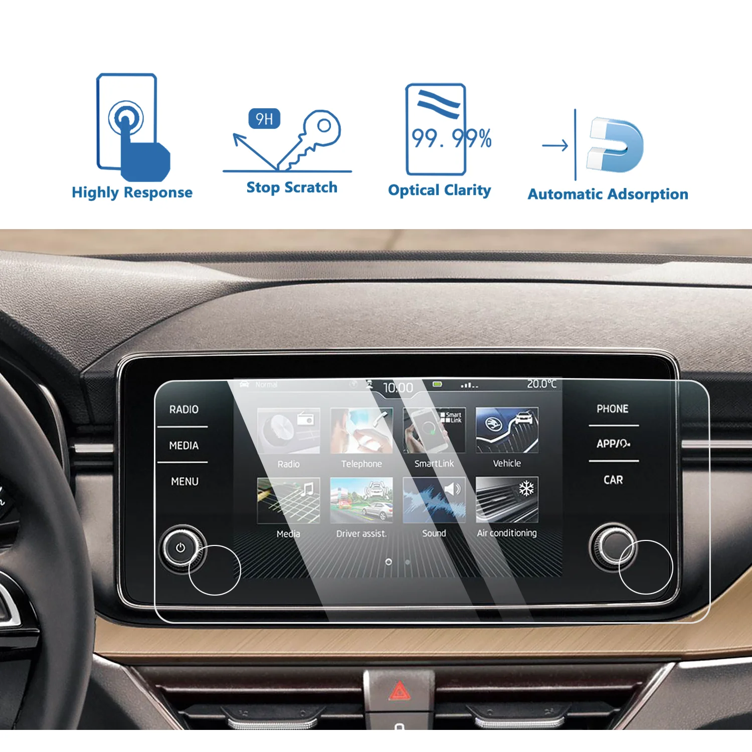Tempered Glass Car Navigation Screen Protector LCD Touch Display Film for Volkswagen VW Polo 2020