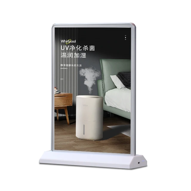 LED Desktop Bar Advertising Billboards Rectangle Shape Design for Displaying Card Price List Lighting Feature Rechargeable Sign