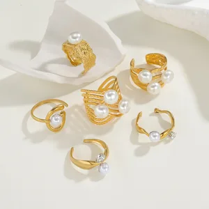 New Geometric Ring for Women 18K Gold Plated Stainless Steel Minimalist Ring Ins Fashion Tarnish Proof Jewelry Wholesale