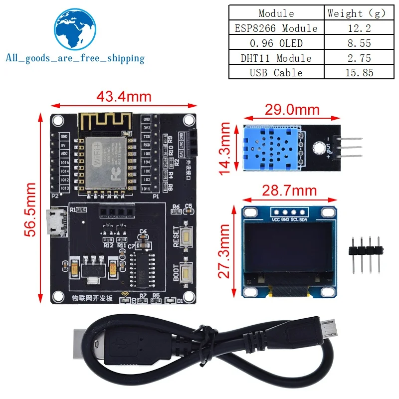 ESP8266 Weather Station DIY Kit IOT Starter Kits for Arduino with 0.96 OLED Display D1 MINI Wireless WIFI Bluetooth Module