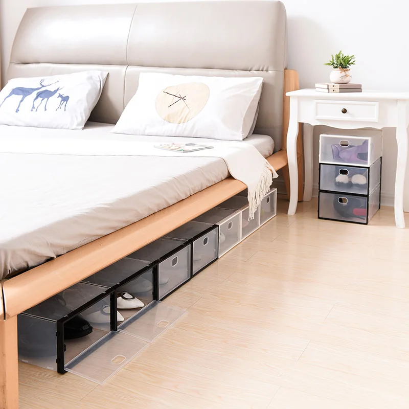 2020 NEW Type Clear Shoe Storage Box Packaging PP Plastic Lady Men Size Shoe Boxes With Plastic Window