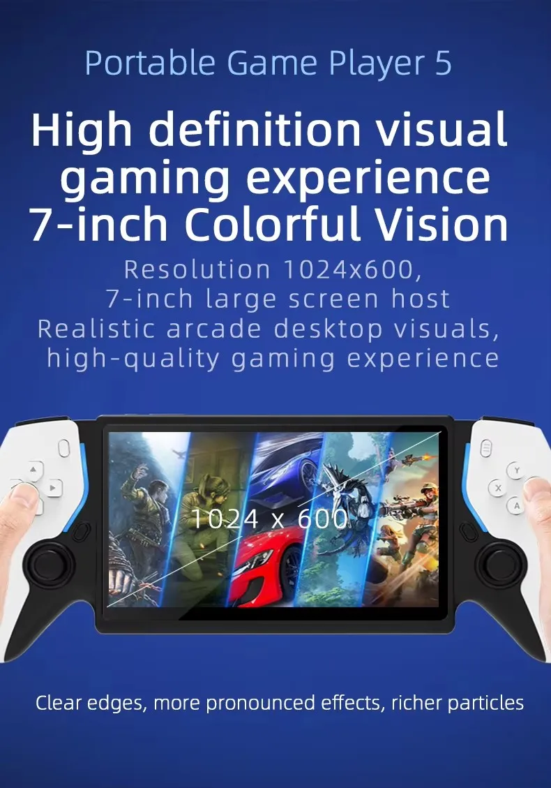 New 7 Inch Dual Joystick Retro Handheld Game Console Open-Source System 30+ Emulators RGB Light TV Out & 2-Player Support