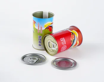 202*308 Round 3 Pieces Metal Sardine Box Custom 155g Empty Food Tin Can for Sauce Sardine Fish Food Packaging