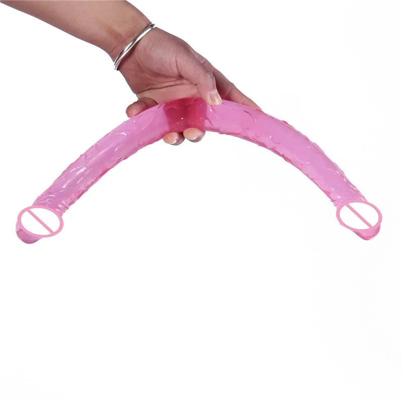 Godemichet Double Dong Anal Et Vaginal - Matière Jelly Bleu Et Rose - 44 Cm - Neuf