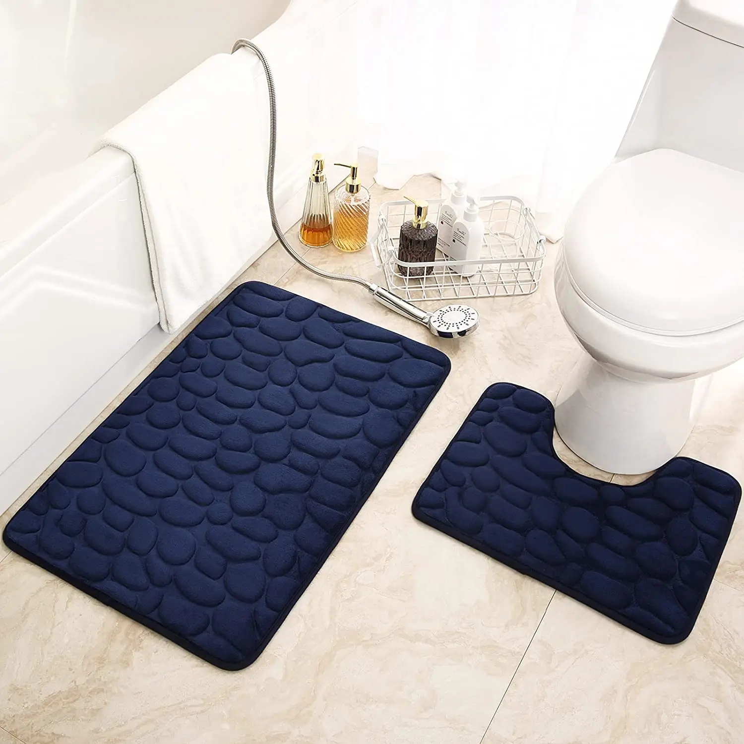 Customized Memory Foam Bath Mat Cobblestone Bathroom Rugs Super