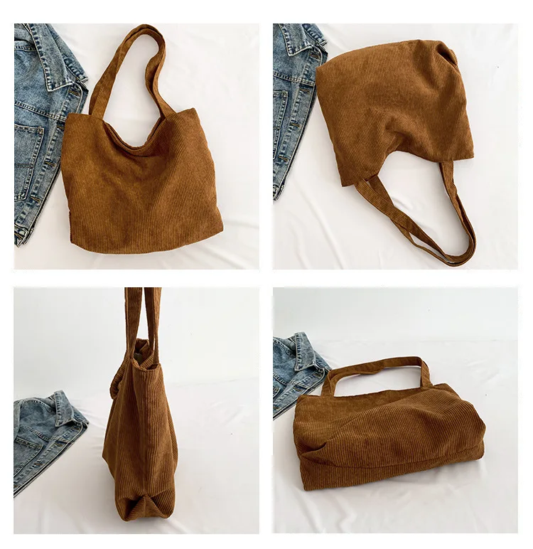 New Style Custom Simplicity Corduroy Shoulder Bags Retro Women Corduroy ...