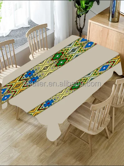 Ethiopian Pattern Design LOGO Saba and Telet Design Pattern Popular Sashes Runners Table Runner Tablecloth