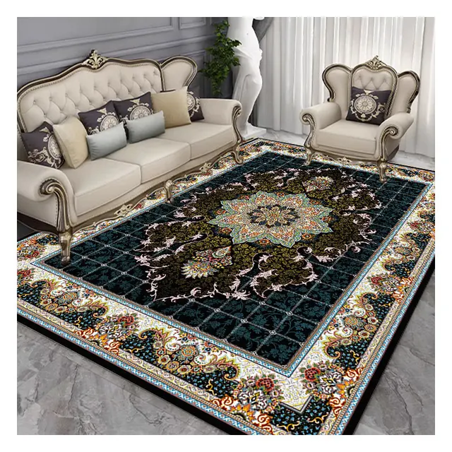 Polyester Velvet Rug Carpet Soft Rugs for Living Room Dining Room Bedroom Non-Slip Non-Shedding Low-Pile Vintage Floor Carpet