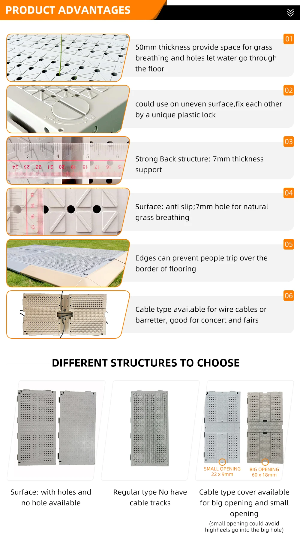 Antislip Interlocking Temporary Flooring Heavy Vehicle Garage Plastic Event Deck Flooring
