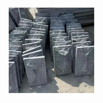 Factory price G654 Dark grey granite natural split mushroom stone wall rock raw rough faced cladding landscaping panel cover