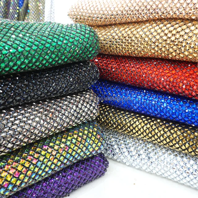 SH008 Wholesale crystal square diamonds fabric 6*6 rhinestones lace stone mesh fabric for clothing