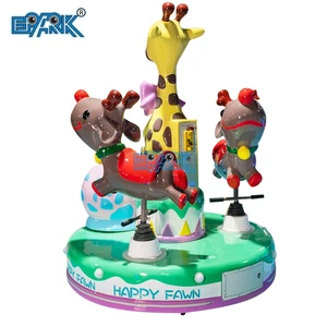 Hot Sale Cartoon Animal Fiber Glass Kiddie Ride Happy 3 Seats Kids Carousel Amusement Coin Operated Kiddie Rides for Sale