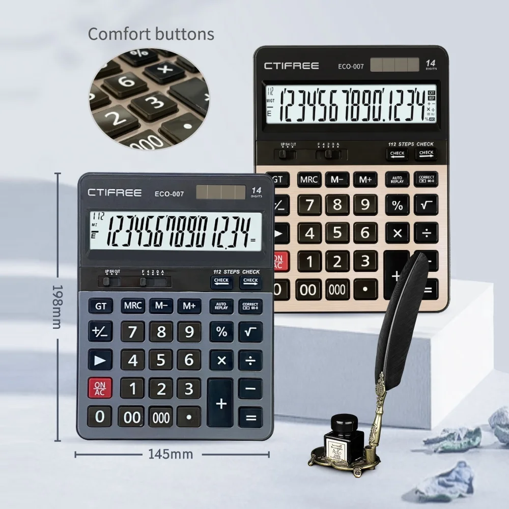 Major Calculators 12 14 Digits Display Electronic Calculadora Promotion Stationery Calculatrice Solar Panel System Calculator