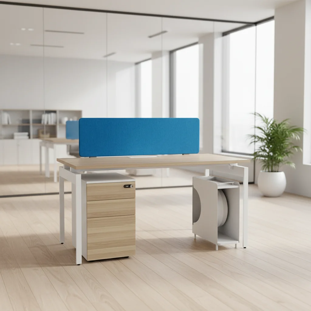 Office Wood Workstation Aluminum Frame Integrated Cable Management Modern Standing Desk Design Professional Desk 2