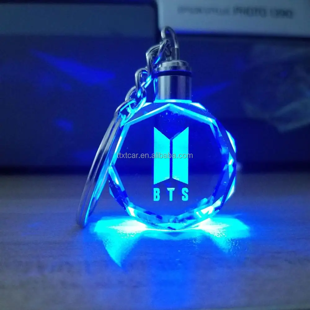Led Keychain Crystal Colorful Light Key Crystal Keychain And Can Be