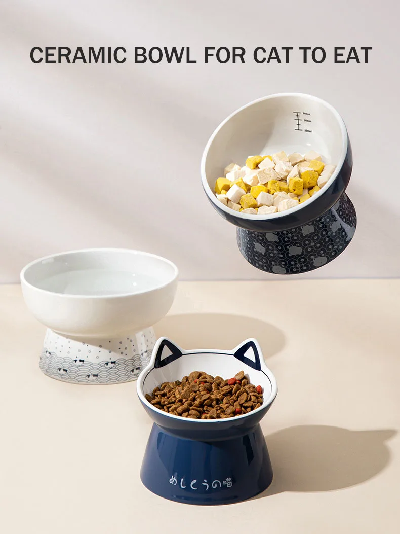New Pet Supplies Wholesale Ceramic Tilt Pet Bowl Elevated Pet Bowl