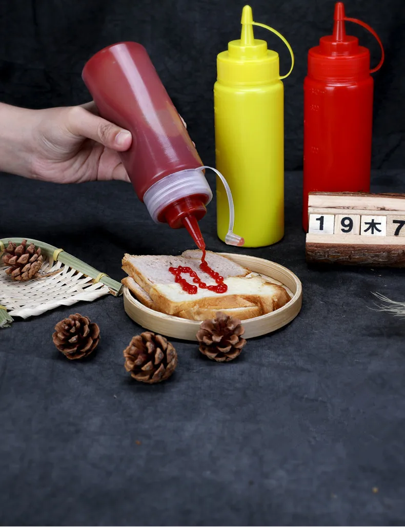 Squeeze Squirt Condiment Bottles with Twist On Cap Lids are