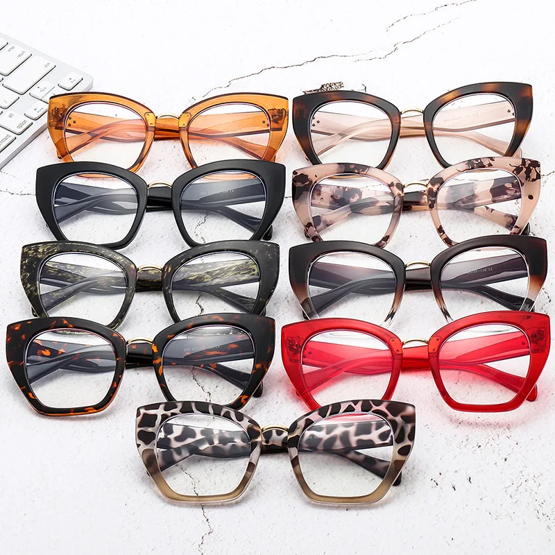 Zeelool Women's TR90 Cat Eye Glasses Frame - Crystal Oversized Clear Lens Eyewear