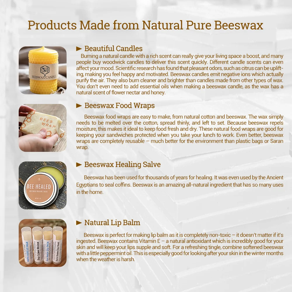 Pure Organic Beeswax Brick and Pellets 