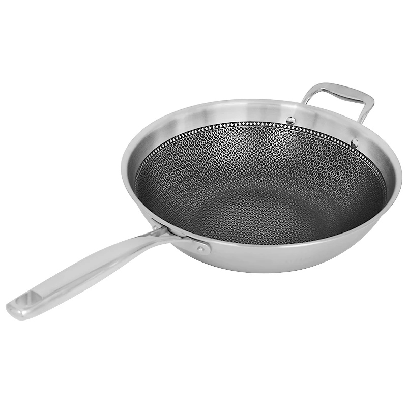 HGNFD 304 Stainless Steel Wok Nonstick Wok, Hexclad Cookware,Hexclad Frying  Pan (34cm) in Saudi Arabia