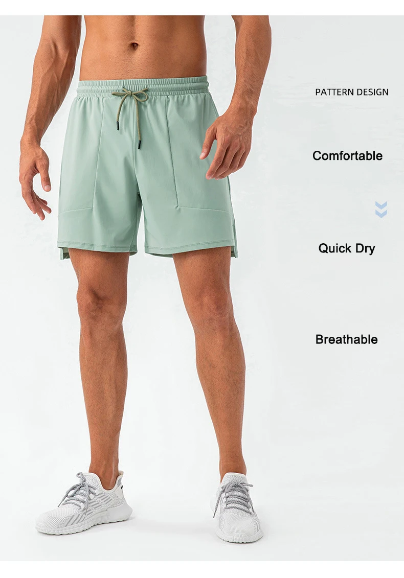 Pantaloncini sportivi da palestra per uomo, personalizzati, ad asciugatura rapida, in nylon, spandex, allenamento per corsa, atletico, tasche ad anello per asciugamano Fiess424_voghion.com