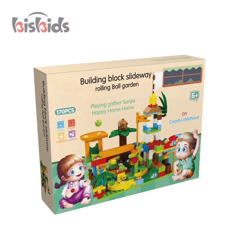 Home Diy Play Slideway Rolling Ball Toy Building Blocks Set with 170 Pcs