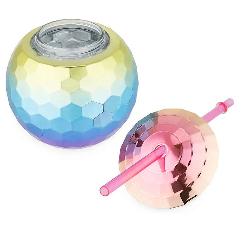Wholesale Disco Ball Cup Electroplated Color Ball Shape Sippy Cup