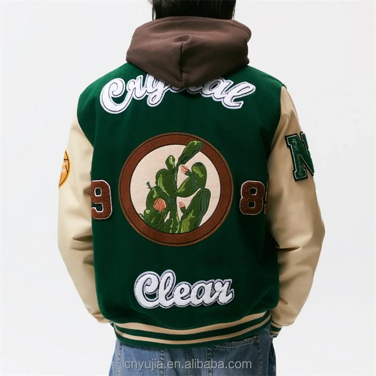 OEM Custom Chain Chenille Patch Embroidery Leather Sleeve Vintage Baseball Letterman  Varsity Jacket For Men - Buy OEM Custom Chain Chenille Patch Embroidery  Leather Sleeve Vintage Baseball Letterman Varsity Jacket For Men