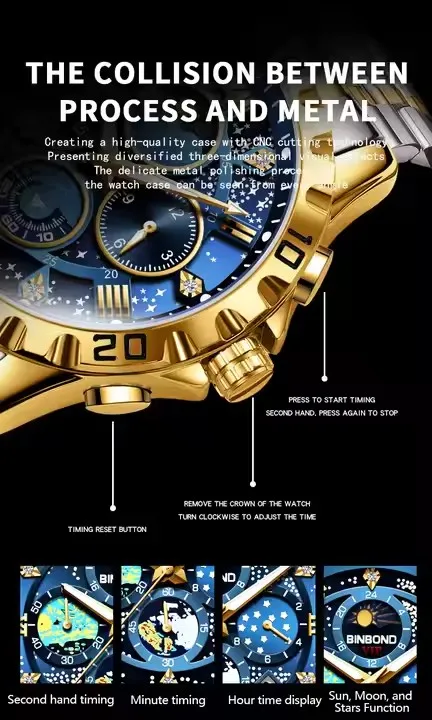 BINBOND 3225 Men's Watch - Stylish Quartz with Luminous Dial