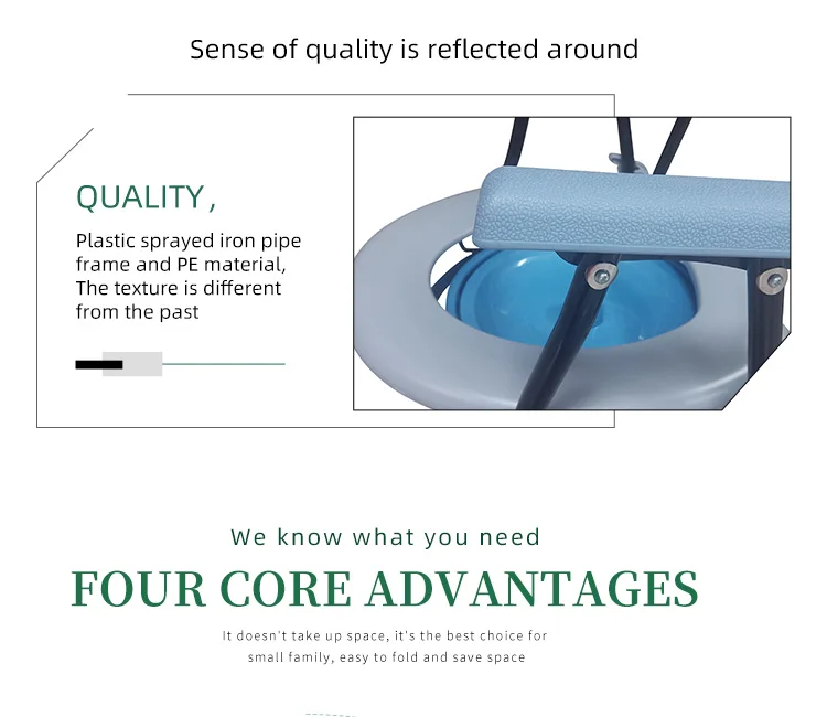 Bq600a Folding Plastic Commode Chair With Toilet Seat Commode Chair