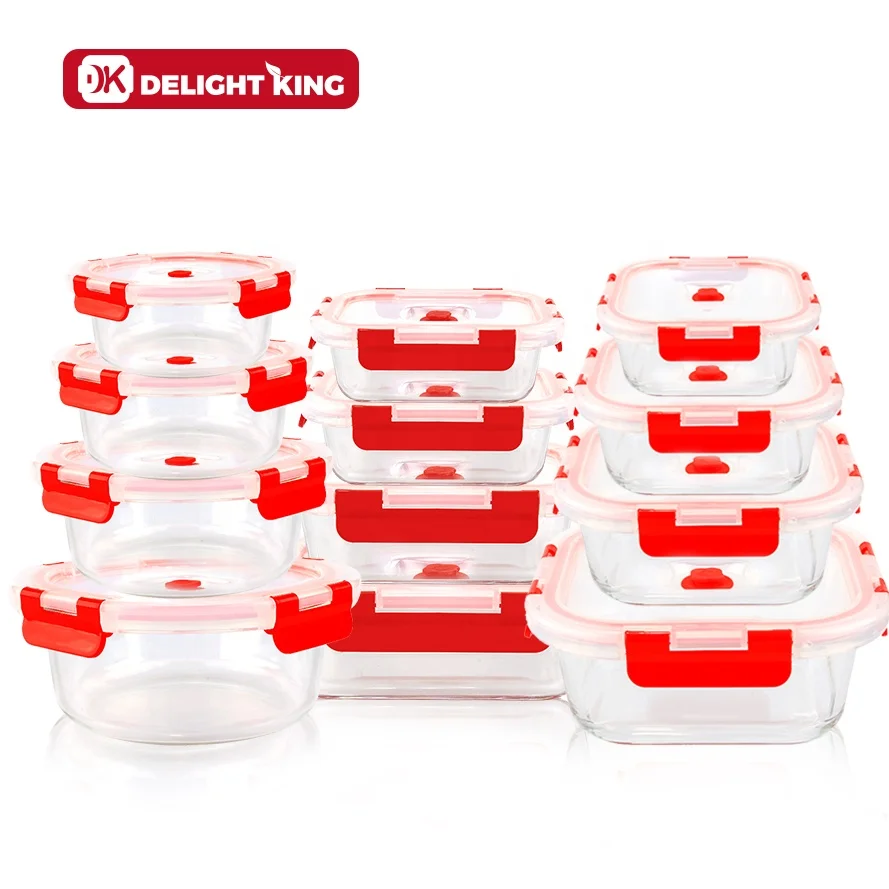 Glass Food Container with Customized Logo Glass Kitchen Vacuum Storage Glass Lunch Box with Vacuum Lid