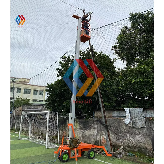 4-24 Meters Portable Aluminium Alloy Electric Hydraulic Single Mast Lift Telescopic Hydraulic Lift for Painting Work