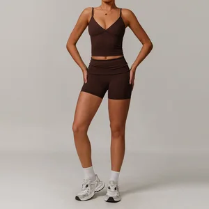 Best Athletic Fitness Activewear for Ladies Recycled Women's Yoga Sets Plus Size Soft Shorts Breathable Solid Pattern