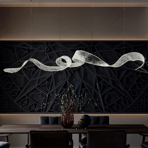 JACKSUN Hotel Sales Office Acrylic Ribbon Chandelier Modern Luxury High-End Middle Pendant Light Sand Table Pendant Lamp