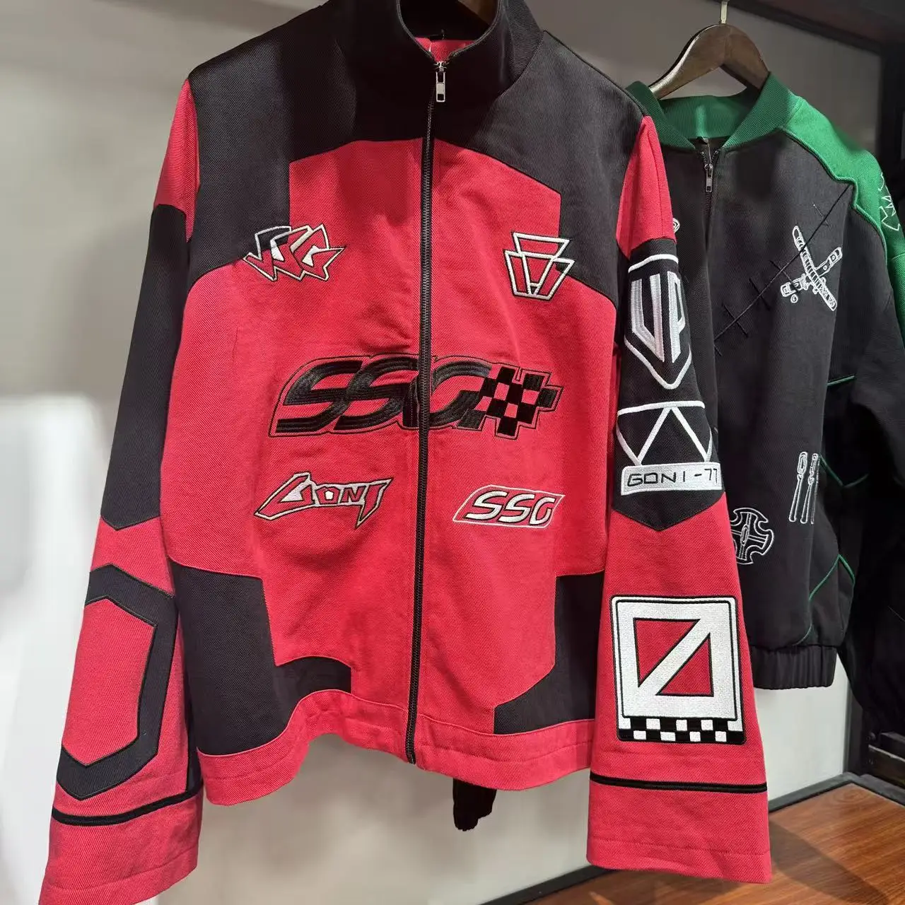 SALATI Manufacture Streetwear Custom Duck Canvas Acid Wash Distressed Embroidered Vintage Racing Jacket Men Jacket gallery 2