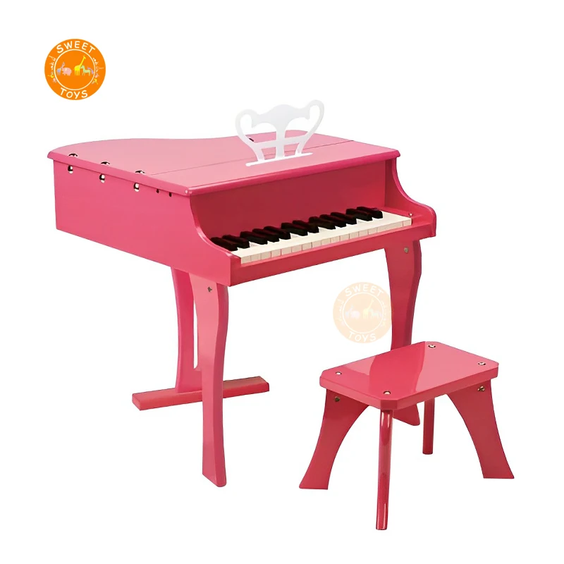 Piano de Madeira Acústico Infantil com 30 Teclas Rosa Instrumentos Musicais  Bambalalão Brinquedos Educativos