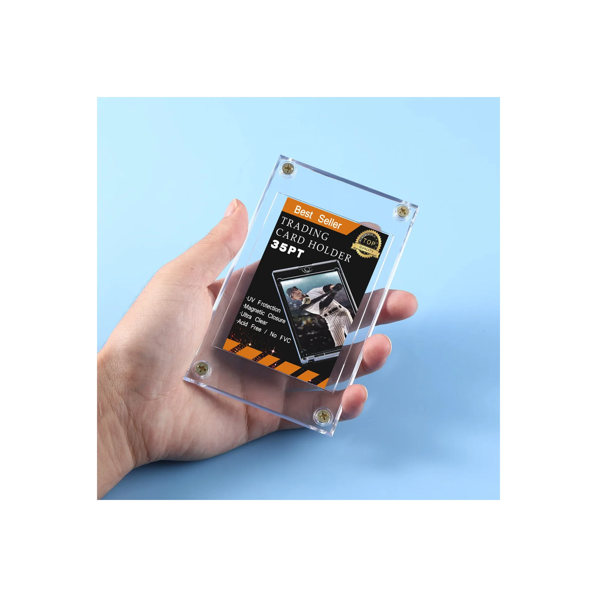 thumbnail image 2 of 35PT Acrylic Screw Holders For Baseball Sports Cards 30-Piece... 2 of 12